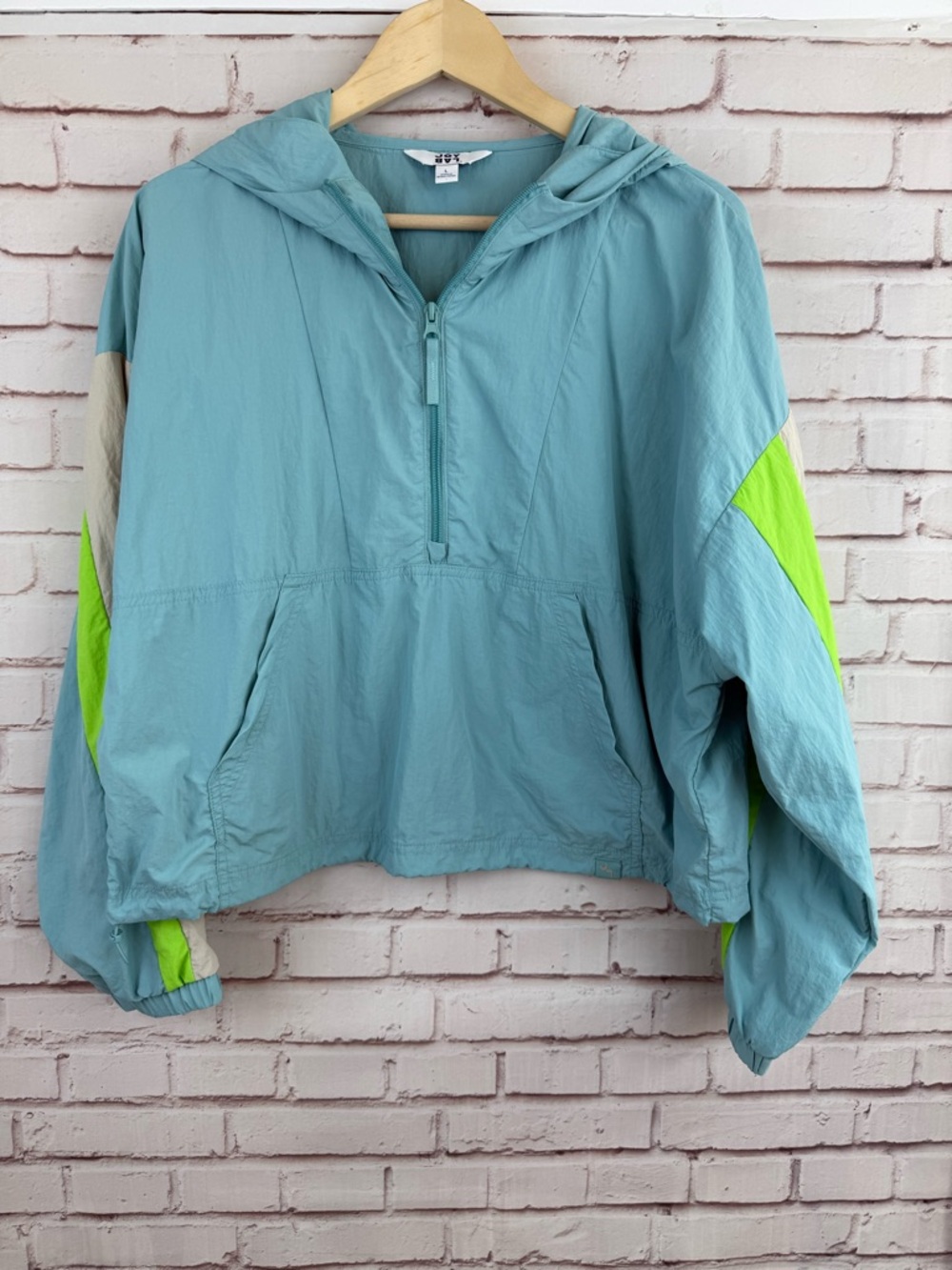 JoyLab Teal Hooded Windbreaker‎ with Neon Green Accents